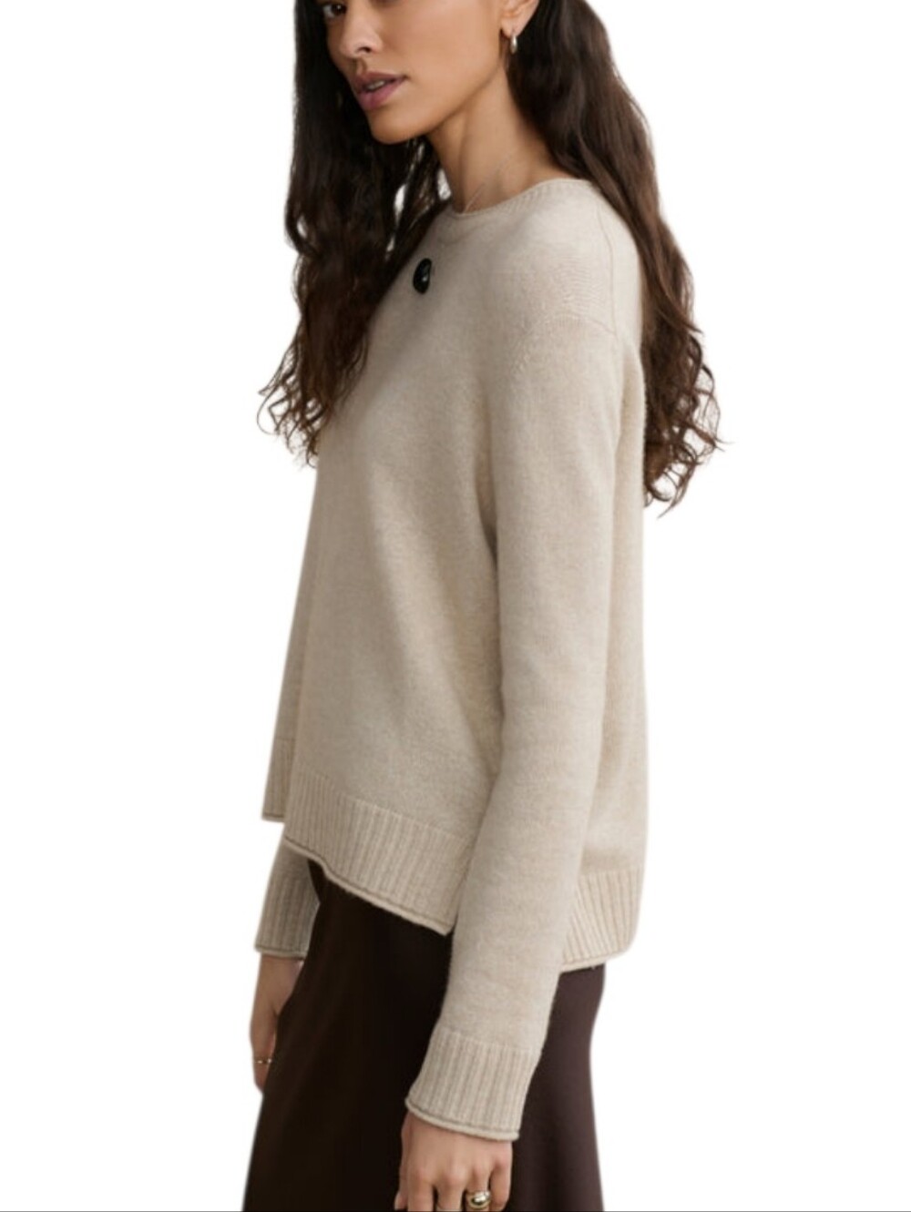 Jenni Kayne Everyday Sweater Oatmeal Womens Large Pullover Minimalist Coastal - Picture 3 of 9